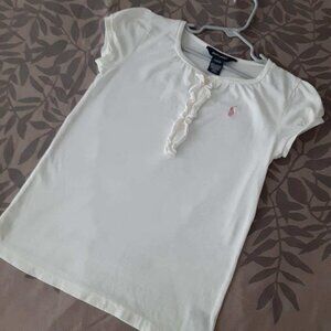 Ralph Lauren Ivory Ruffle Cap Sleeve Cotton Top size  8/10